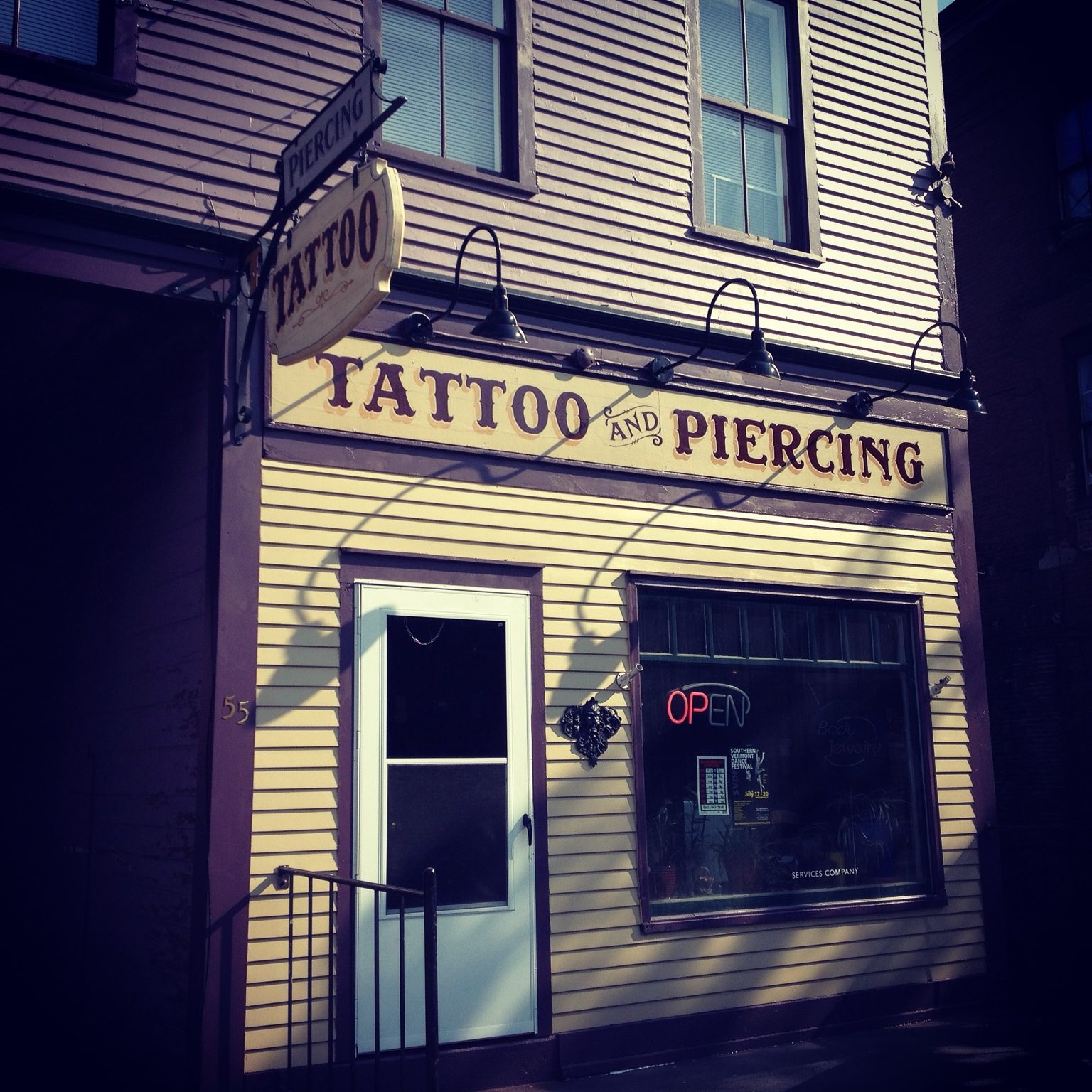 Mountainside Tattoo building on the Square in Bellows Falls